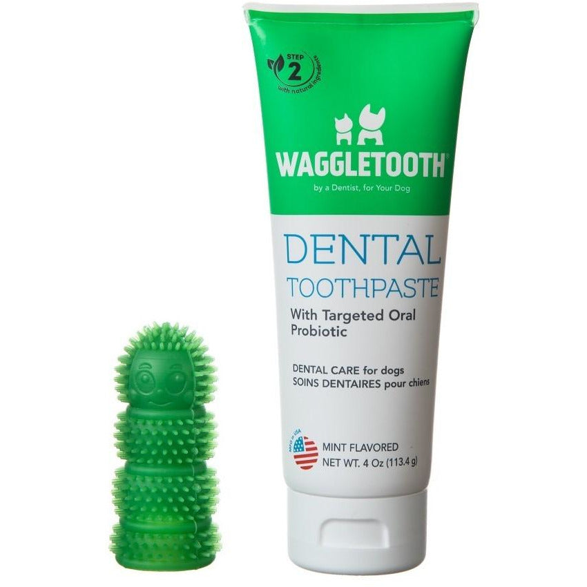 2-Step Dog Dental Care Kit: Toothbrush & Dental Toothpaste with Probiotics